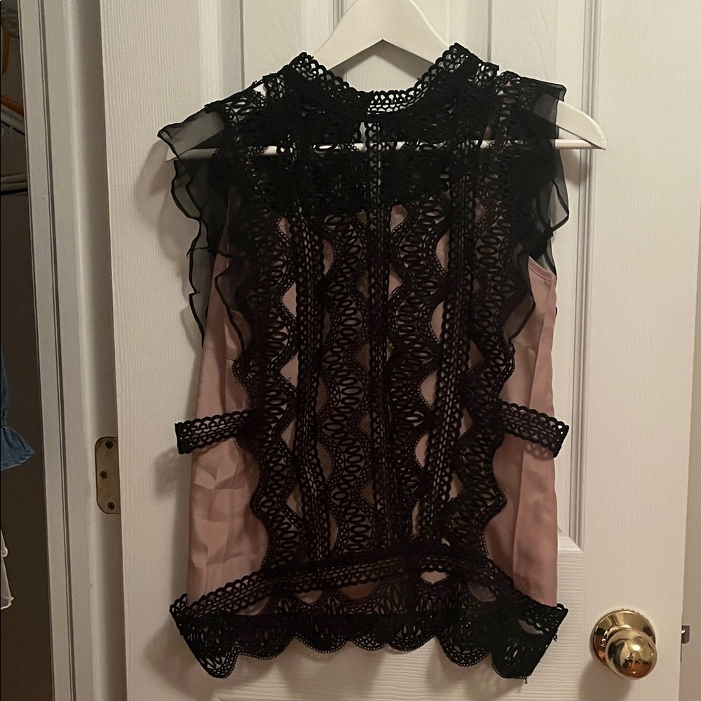 Self Portrait style Elegant Lace Overlay Women's Top